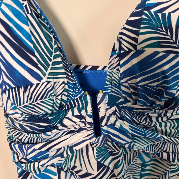 Bleu Rod Beattie Womens Swimsuit Sz 8 One Piece Blue Tropical New - Picture 5 of 8